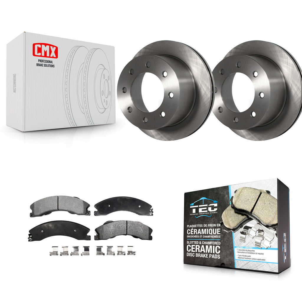 Rear Disc Brake Rotor Ceramic Pad Kit For Chevrolet Silverado 3500 HD GMC Sierra