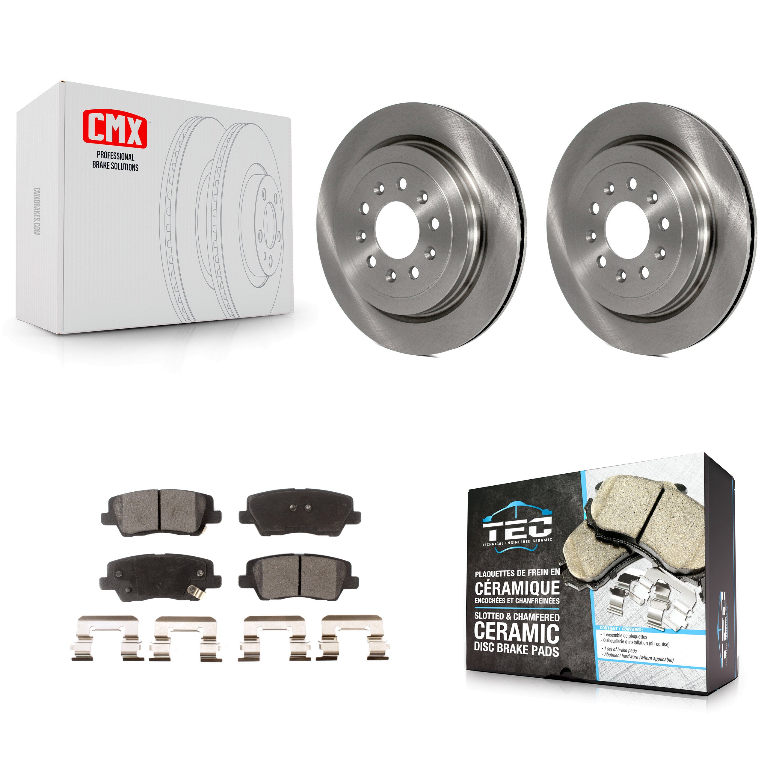 Rear Disc Brake Rotors And Ceramic Pads Kit For Cadillac ATS