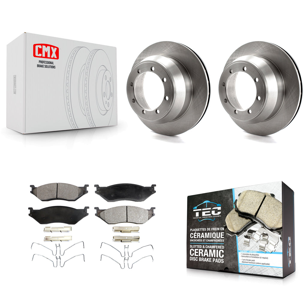Rear Brake Rotors Ceramic Pad Kit For 03 Ford F-550 Super Duty With 8 Lug Wheels