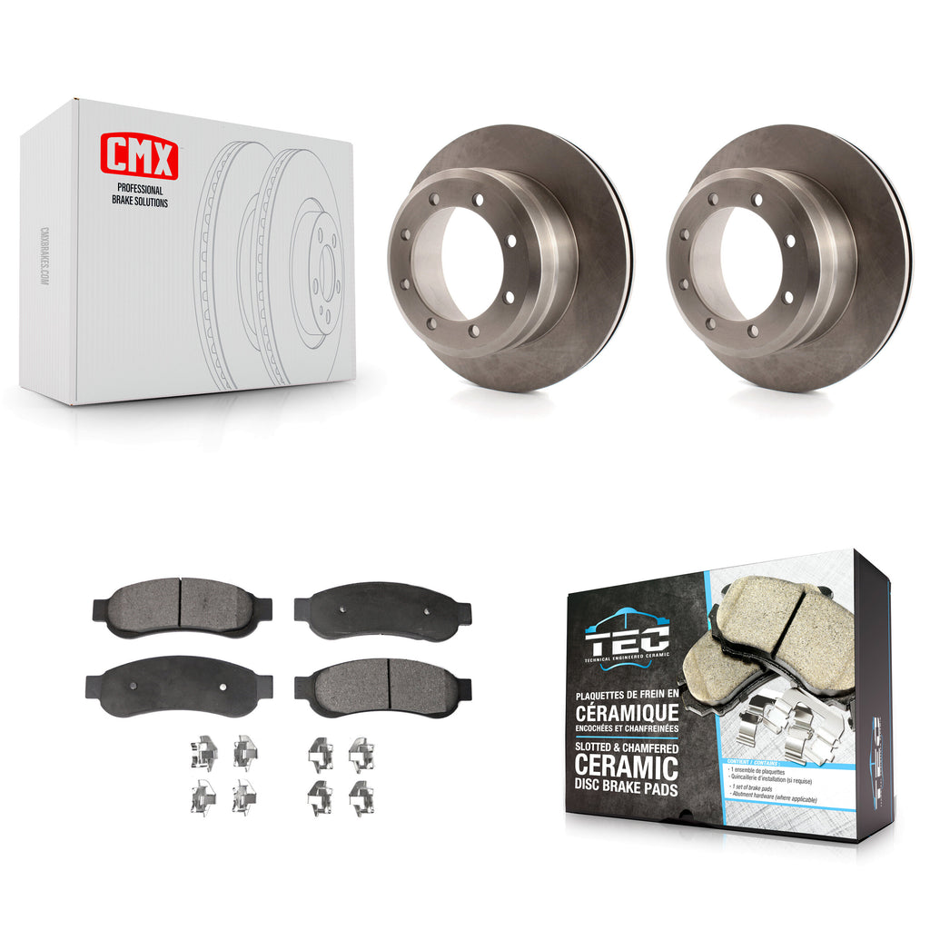 Rear Brake Rotor Ceramic Pad Kit For Ford F-350 Super Duty With Dual Wheels