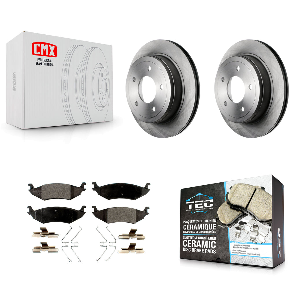 Rear Disc Brake Rotors And Ceramic Pads Kit For Ford E-150 Club Wagon Econoline