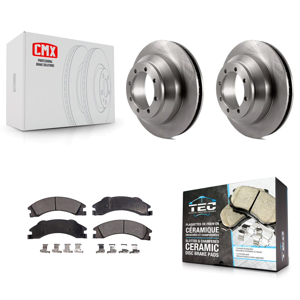 Rear Disc Brake Rotors And Ceramic Pads Kit For Ford E-350 Super Duty Econoline