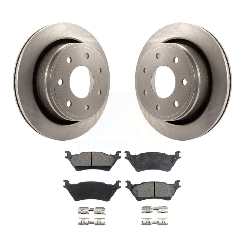 Rear Disc Brake Rotor Ceramic Pad Kit For 2012-2014 Ford F-150 With 7 Lug Wheels