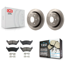 [Rear] 2012-2014 Ford F-150 With 7 Lug Wheels Premium OE Brake Rotors & Ceramic Pads Kit For Max Braking