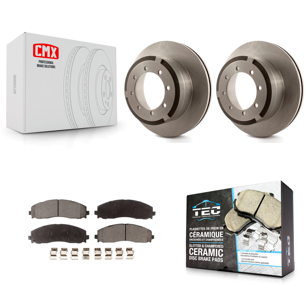 Rear Disc Brake Rotors And Ceramic Pad Kit For Ford F-250 Super Duty F-350 F-450