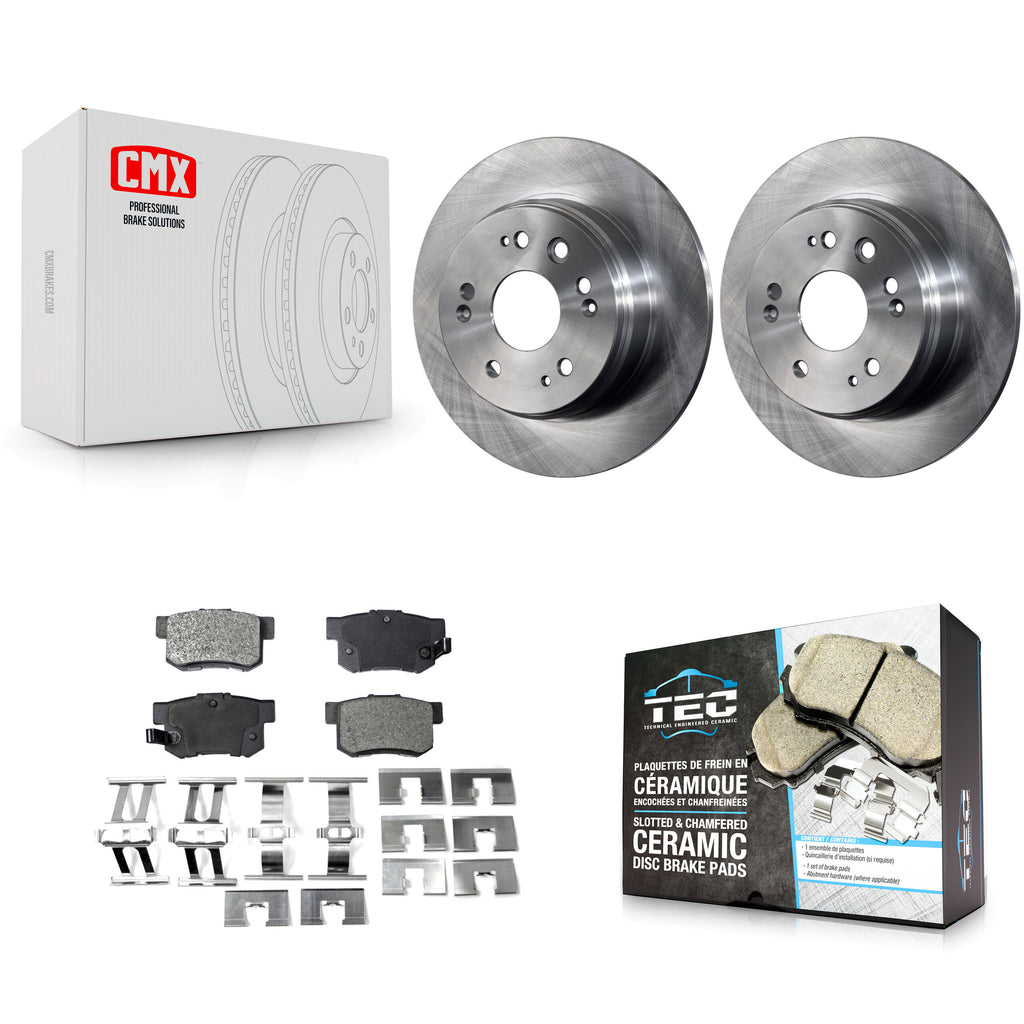 [Rear] 2002-2004 Honda CR-V Premium OE Brake Rotors & Ceramic Pads Kit For Max Braking