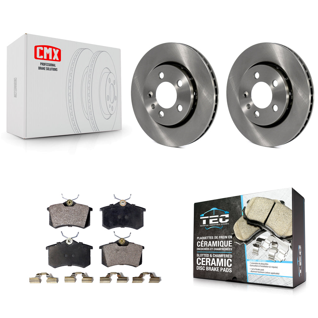 Rear Brake Rotor & Ceramic Pad Kit For Volkswagen Jetta Golf Audi TT Quattro R32