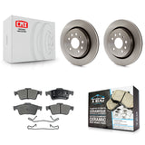 [Rear] 2003 Saab 9-3 Sedan With Vented Premium OE Brake Rotors & Ceramic Pads Kit For Max Braking