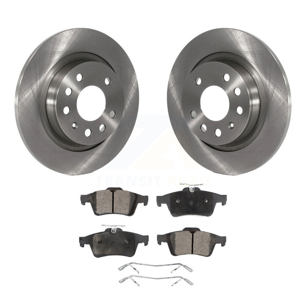 Rear Disc Brake Rotors And Ceramic Pads Kit For Saab 9-3 9-3X With Solid Rotor