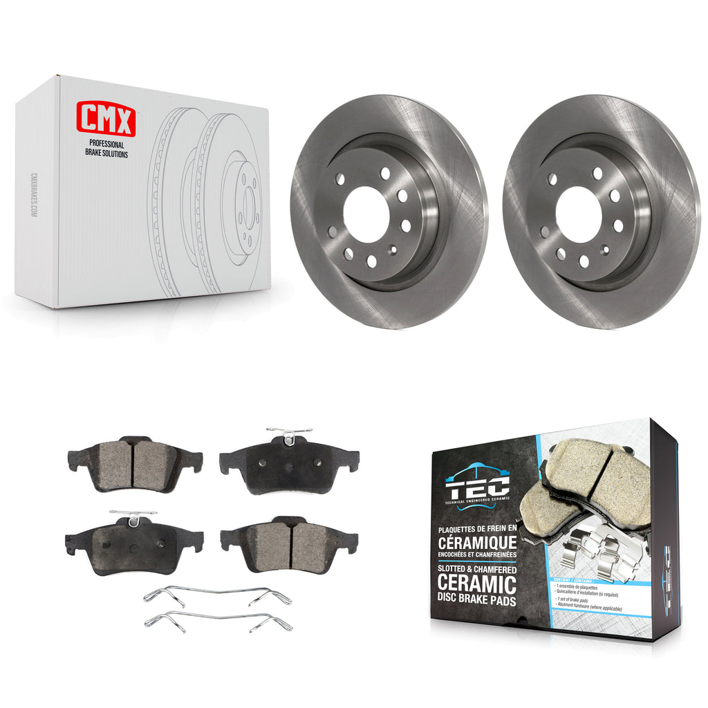 Rear Disc Brake Rotors And Ceramic Pads Kit For Saab 9-3 9-3X With Solid Rotor