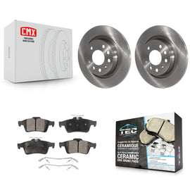 Rear Disc Brake Rotors And Ceramic Pads Kit For Saab 9-3 9-3X With Solid Rotor