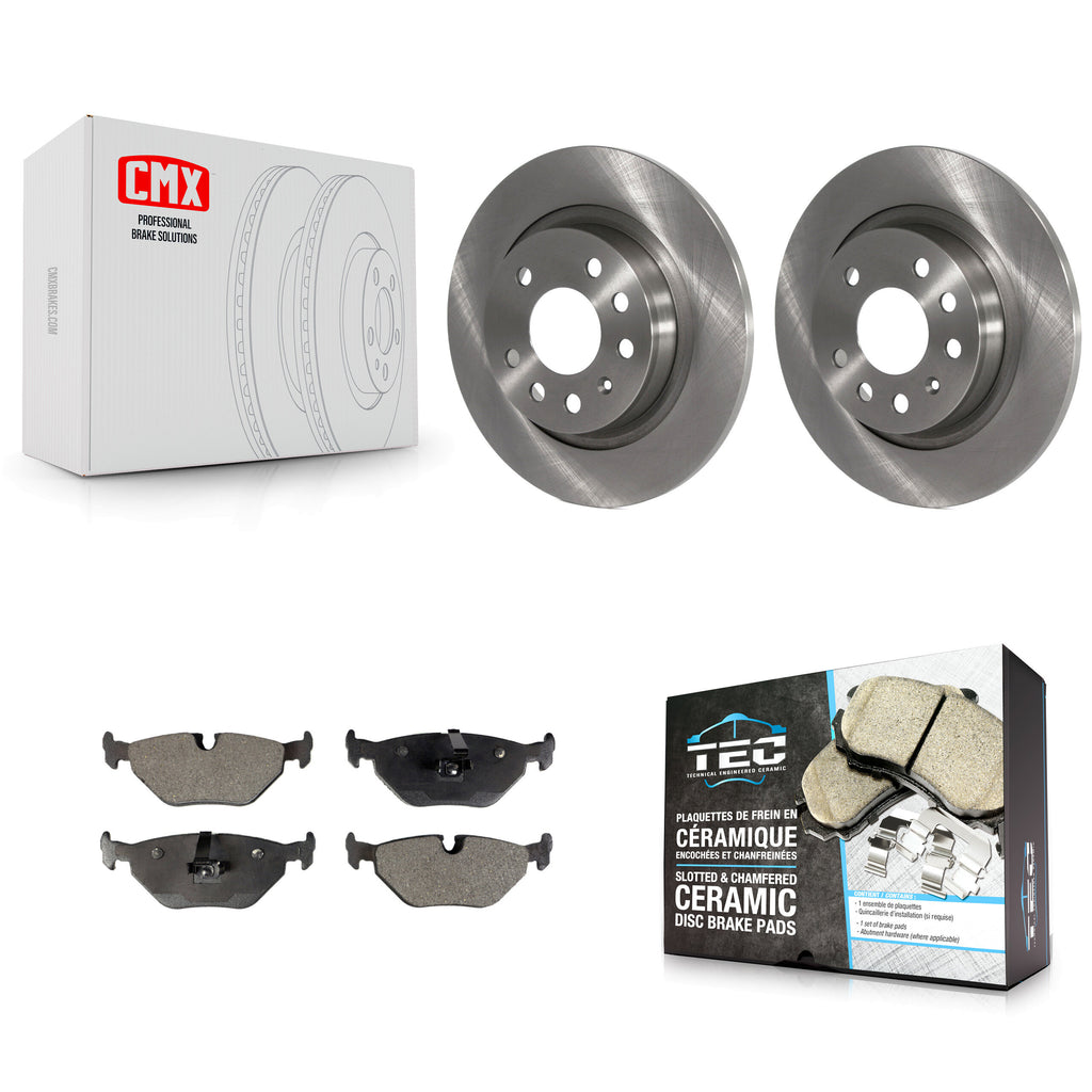 [Rear] 2003 Saab 9-3 Sedan With Solid Premium OE Brake Rotors & Ceramic Pads Kit For Max Braking
