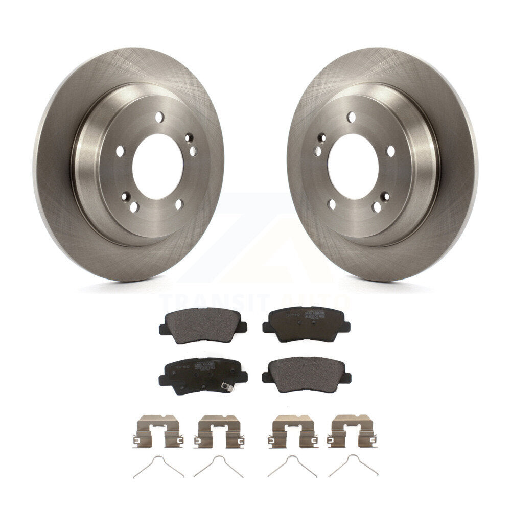 Rear Brake Rotor & Ceramic Pad Kit For 14-17 Kia Rondo With Manual Parking