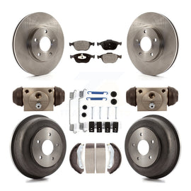 Front Rear Brake Rotor Ceramic Pad Drum Kit (9Pc) For 10-13 Ford Transit Connect