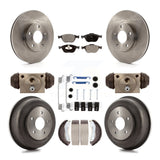 Front Rear Brake Rotor Ceramic Pad Drum Kit (9Pc) For 10-13 Ford Transit Connect