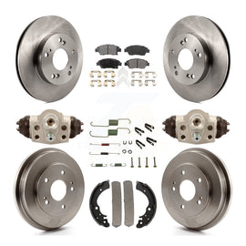 Front Rear Disc Brake Rotors Ceramic Pads And Drum Kit (9Pc) For Honda Civic