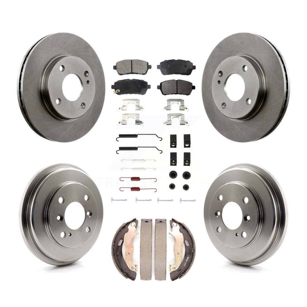 Front Rear Disc Brake Rotors Ceramic Pads And Drum Kit (7Pc) For Ford Fiesta