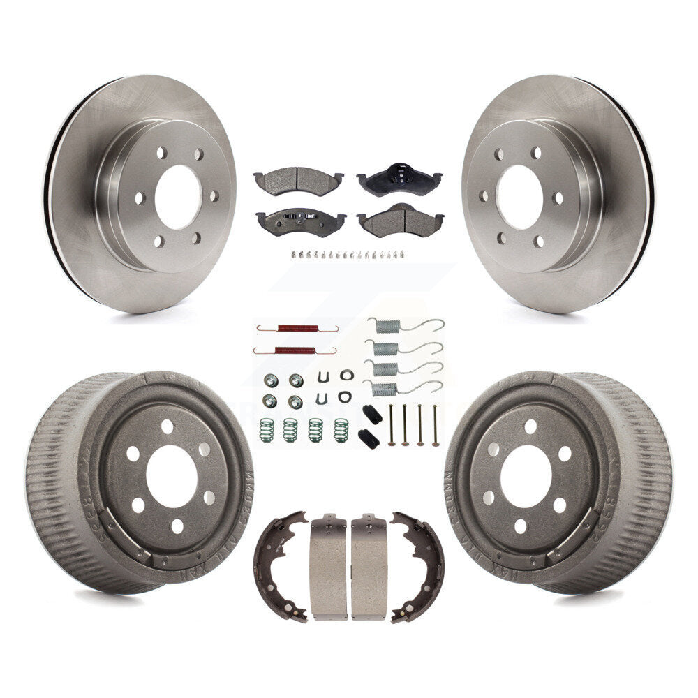 Front Rear Disc Brake Rotors Ceramic Pads And Drum Kit (7Pc) For Dodge Dakota