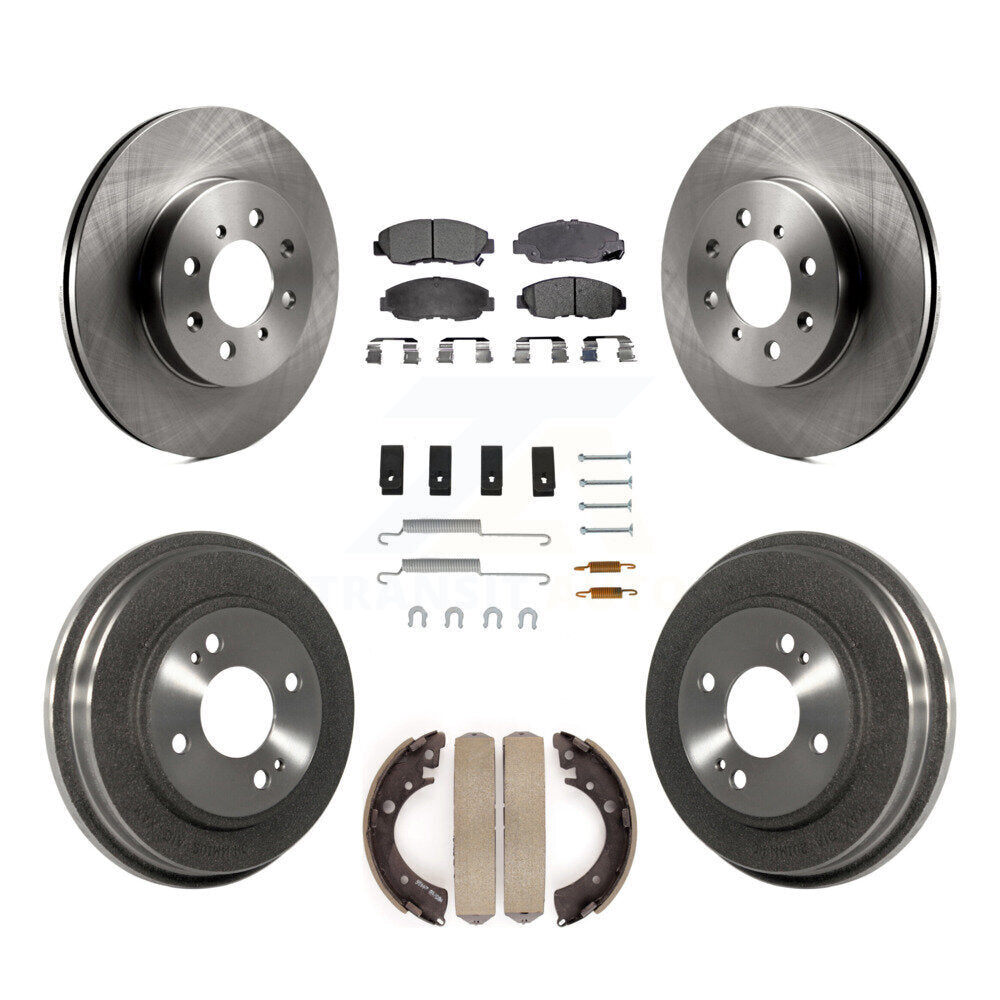 Front Rear Disc Brake Rotors Ceramic Pads And Drum Kit (7Pc) For Honda Civic
