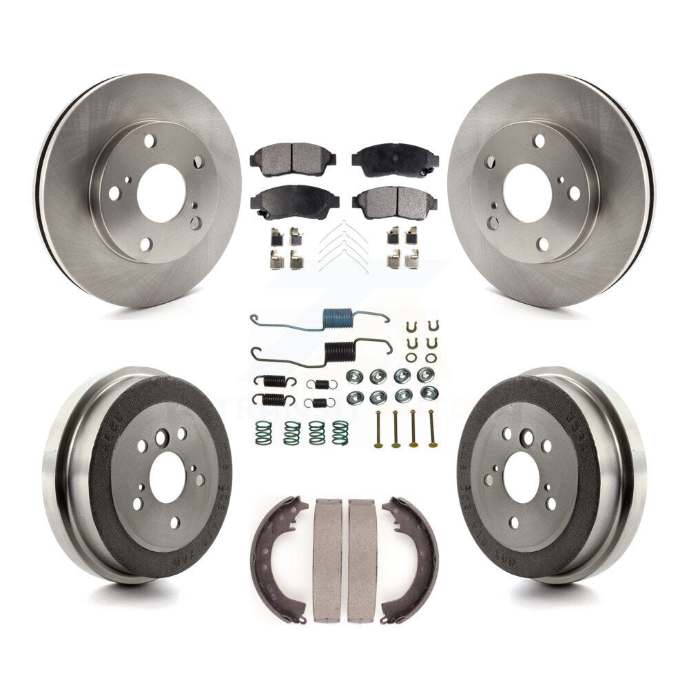 Front Rear Disc Brake Rotor Ceramic Pad And Drum Kit (7Pc) For Toyota Camry 2.2L