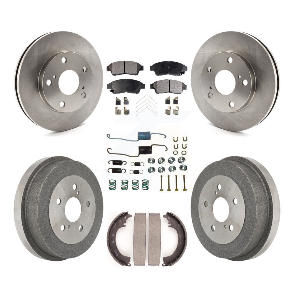 Front Rear Disc Brake Rotor Ceramic Pad And Drum Kit (7Pc) For Toyota Camry 2.2L