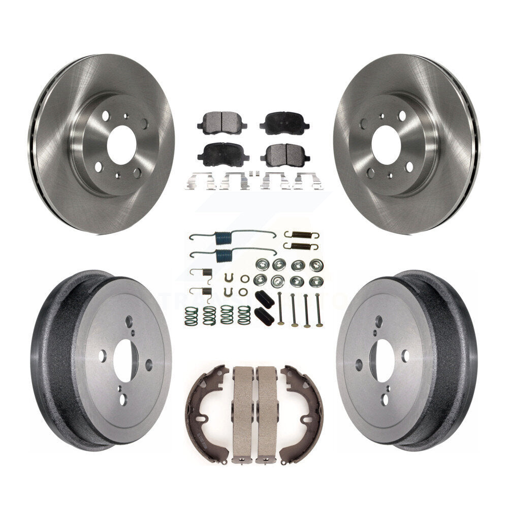 Front Rear Disc Brake Rotors Ceramic Pads And Drum Kit (7Pc) For Toyota Corolla