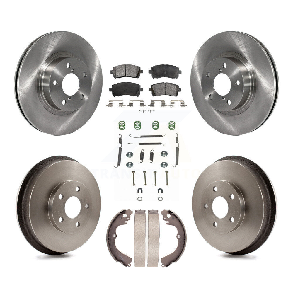 Front Rear Disc Brake Rotors Ceramic Pads And Drum Kit (7Pc) For Subaru Forester