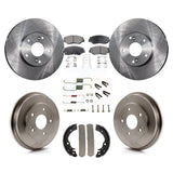 Front Rear Disc Brake Rotors Ceramic Pad And Drum Kit (7Pc) For Honda Accord Fit