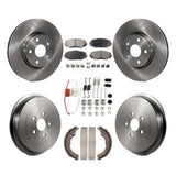 Front Rear Disc Brake Rotors Ceramic Pads And Drum Kit (7Pc) For Toyota Corolla