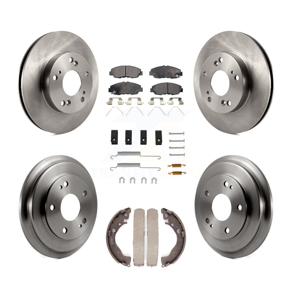 Front Rear Disc Brake Rotors Ceramic Pads And Drum Kit (7Pc) For Honda Civic