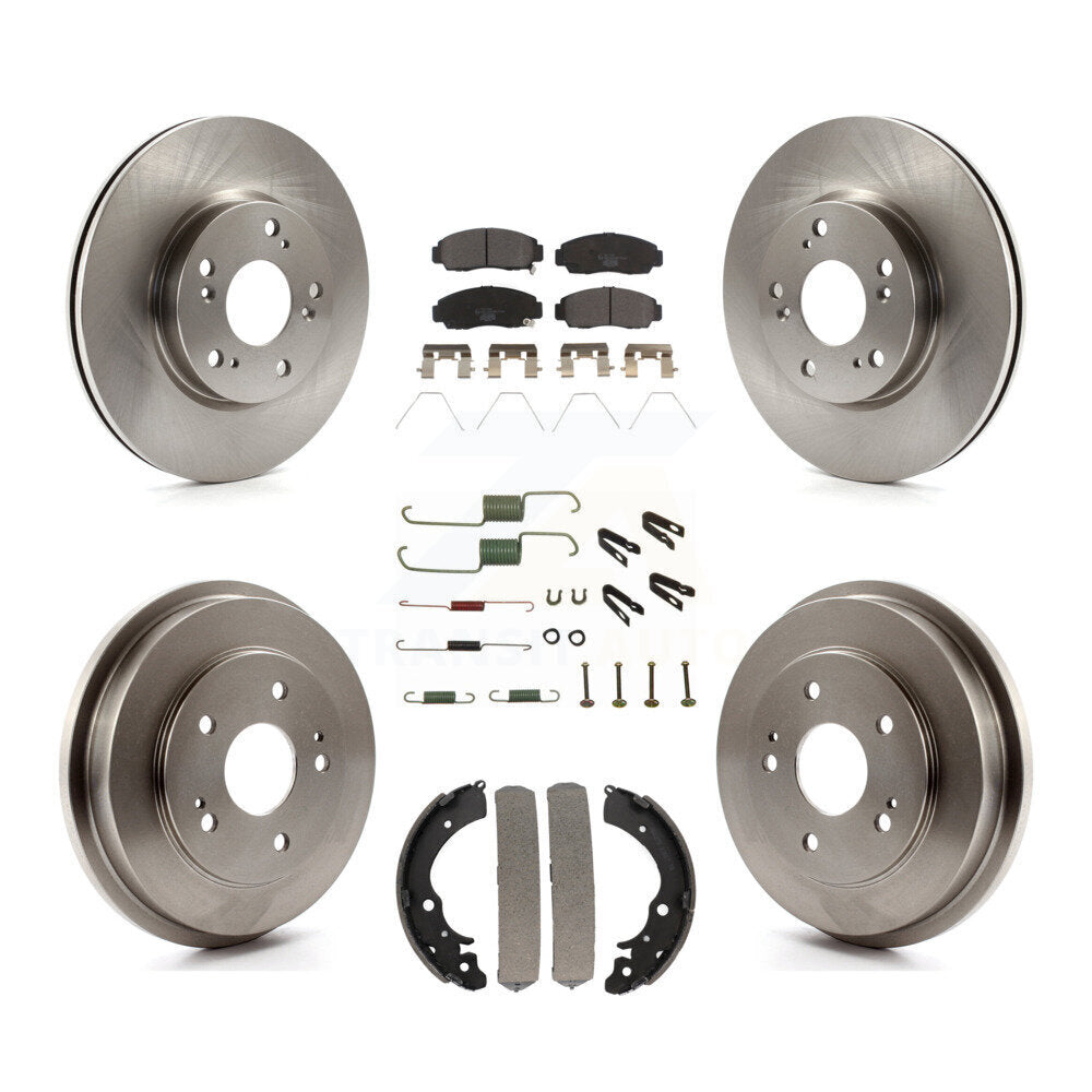 Front Rear Disc Brake Rotors Ceramic Pads And Drum Kit (7Pc) For Honda Civic