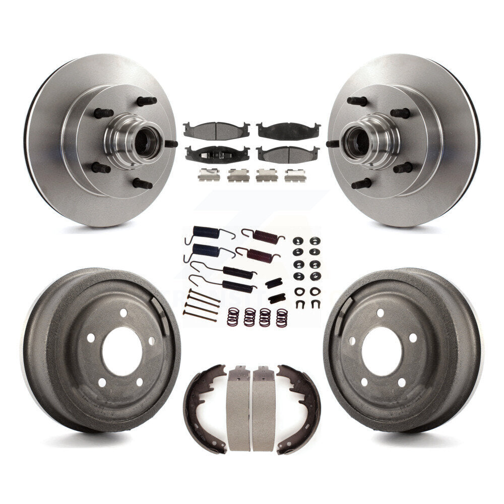 Front Rear Brake Rotor Ceramic Pad Drum Kit (7Pc) For Ford F-150 E-150 Econoline