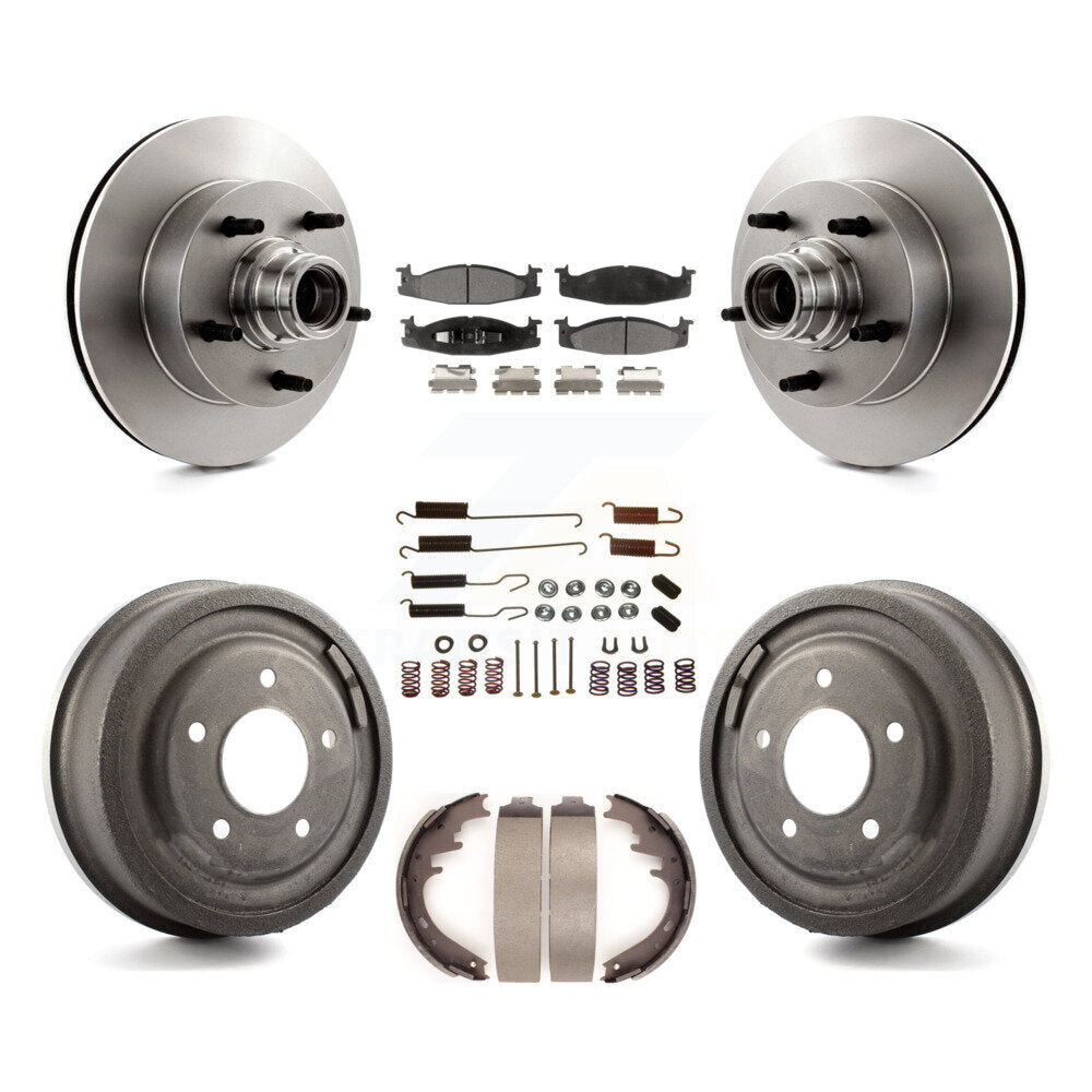 Front Rear Brake Rotors Ceramic Pad Drum Kit (7Pc) For Ford E-150 Econoline Club