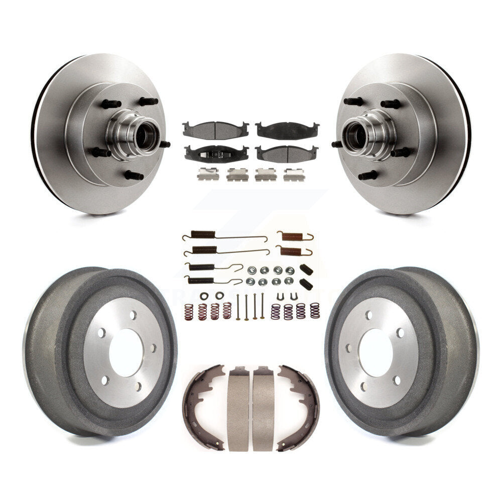 Front Rear Brake Rotors Ceramic Pad Drum Kit (7Pc) For Ford E-150 Econoline Club