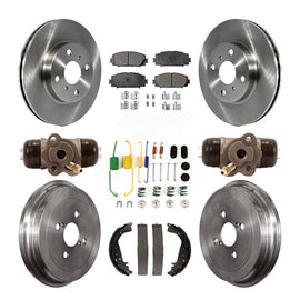 Front Rear Disc Brake Rotors Ceramic Pads And Drum Kit (9Pc) For Toyota Yaris