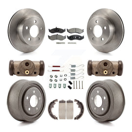 Front Rear Disc Brake Rotors Ceramic Pad And Drum Kit (9Pc) For Jeep Wrangler TJ