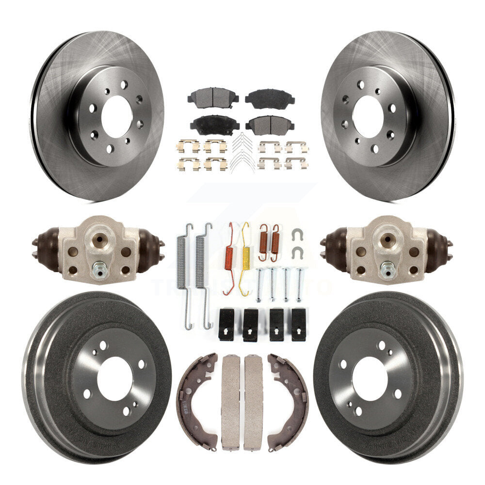 Front Rear Disc Brake Rotors Ceramic Pads And Drum Kit (9Pc) For Honda Fit