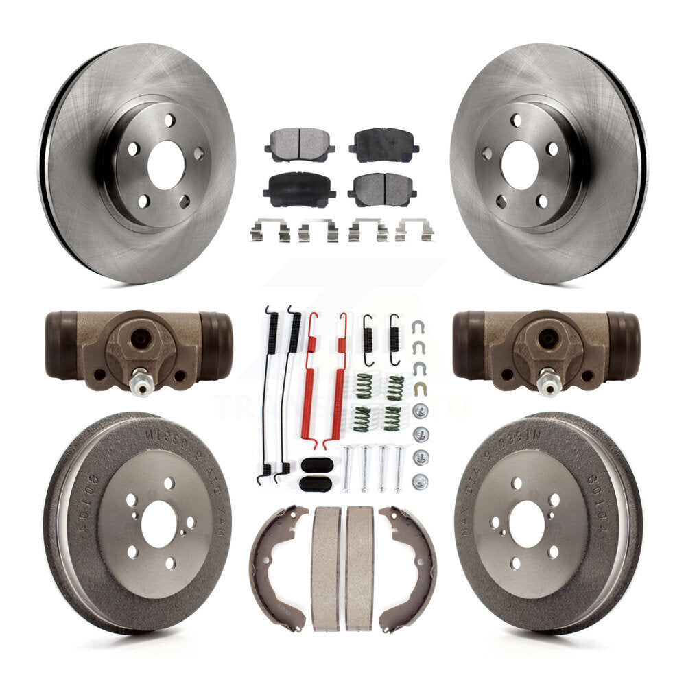 Front Rear Brake Rotor Ceramic Pad Drum Kit (9Pc) For Pontiac Vibe Toyota Matrix