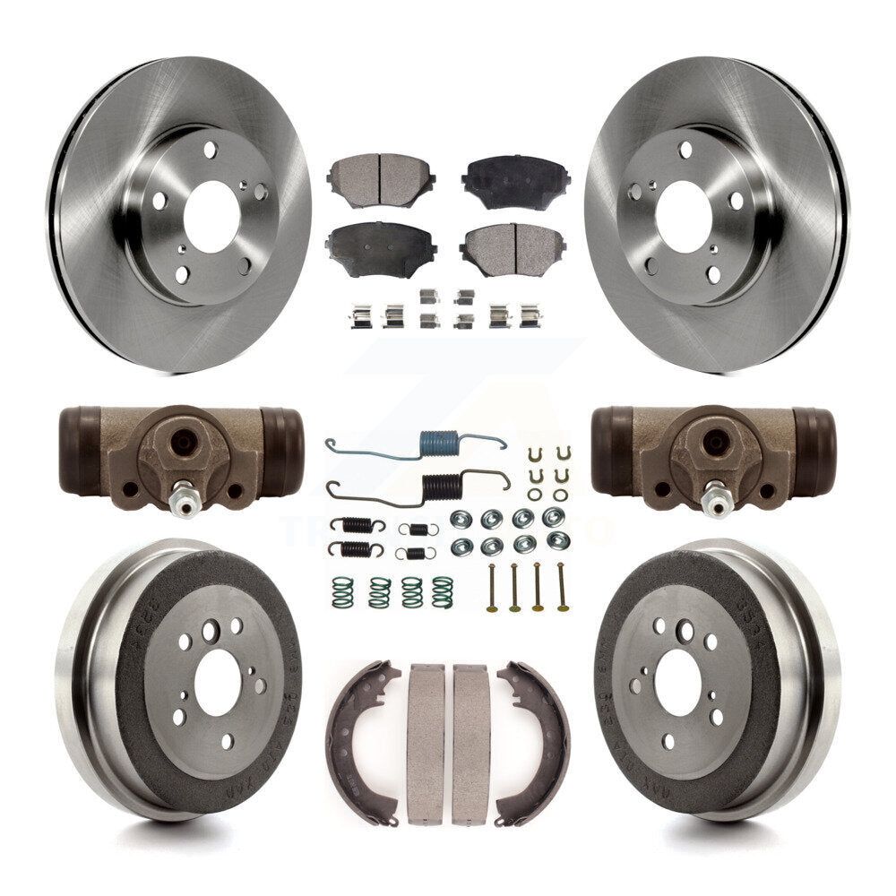 Front Rear Brake Rotors Ceramic Pad Drum Kit (9Pc) For 02 Toyota RAV4 GAS engine