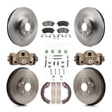 Front Rear Disc Brake Rotors Ceramic Pad & Drum Kit (9Pc) For Subaru Impreza WRX