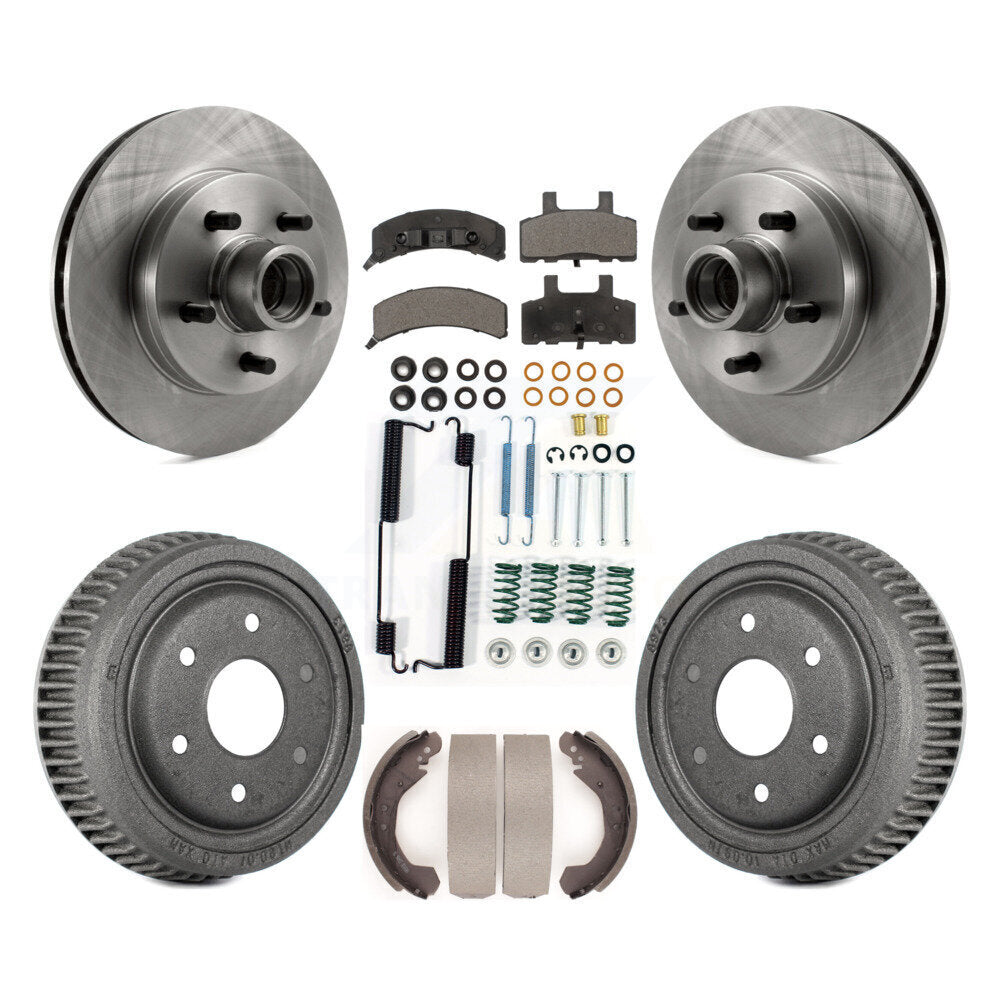 Front Rear Disc Brake Rotor Hub Ceramic Pad And Drum Kit (7Pc) For GMC Yukon RWD