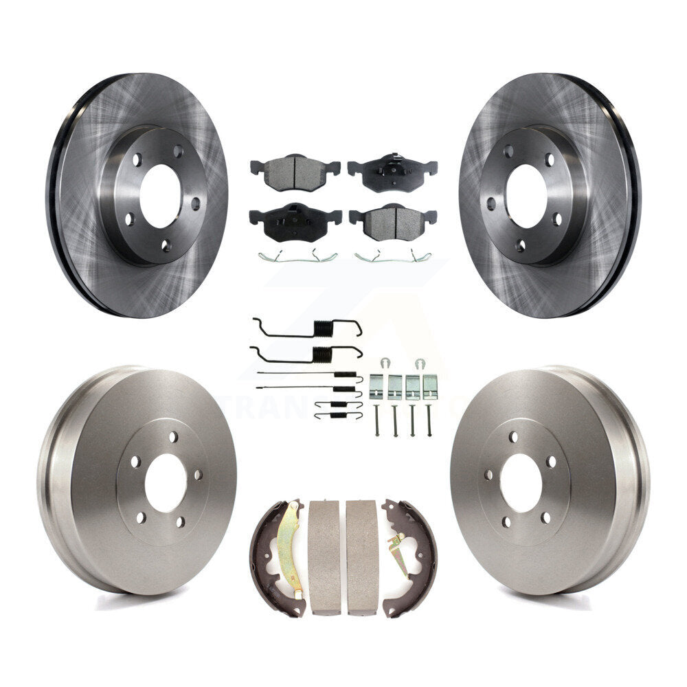 [Front+Rear] 2007 Ford Escape Mercury Premium OE Brake Rotor Drum Kit & Ceramic Pads For Max Braking