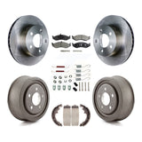 Front Rear Disc Brake Rotors Ceramic Pads And Drum Kit (7Pc) For Jeep TJ