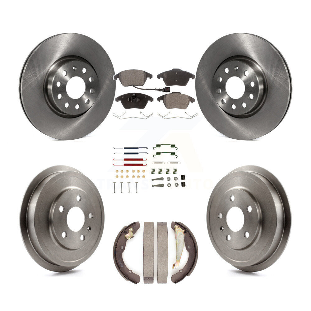 Front Rear Disc Brake Rotors Ceramic Pad And Drum Kit (7Pc) For Volkswagen Jetta