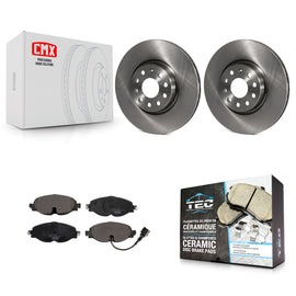 Front Brake Rotor Ceramic Pad Kit For Volkswagen Audi GTI A3 Quattro Golf e-tron