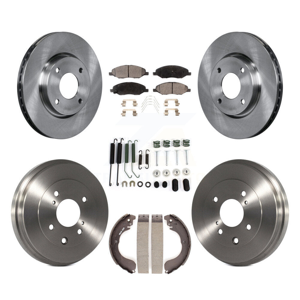 Front Rear Brake Rotor Ceramic Pad & Drum Kit (7Pc) For Nissan Versa 4-Wheel ABS