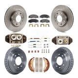 Front Rear Disc Brake Rotors Ceramic Pads And Drum Kit (9Pc) For Kia Spectra