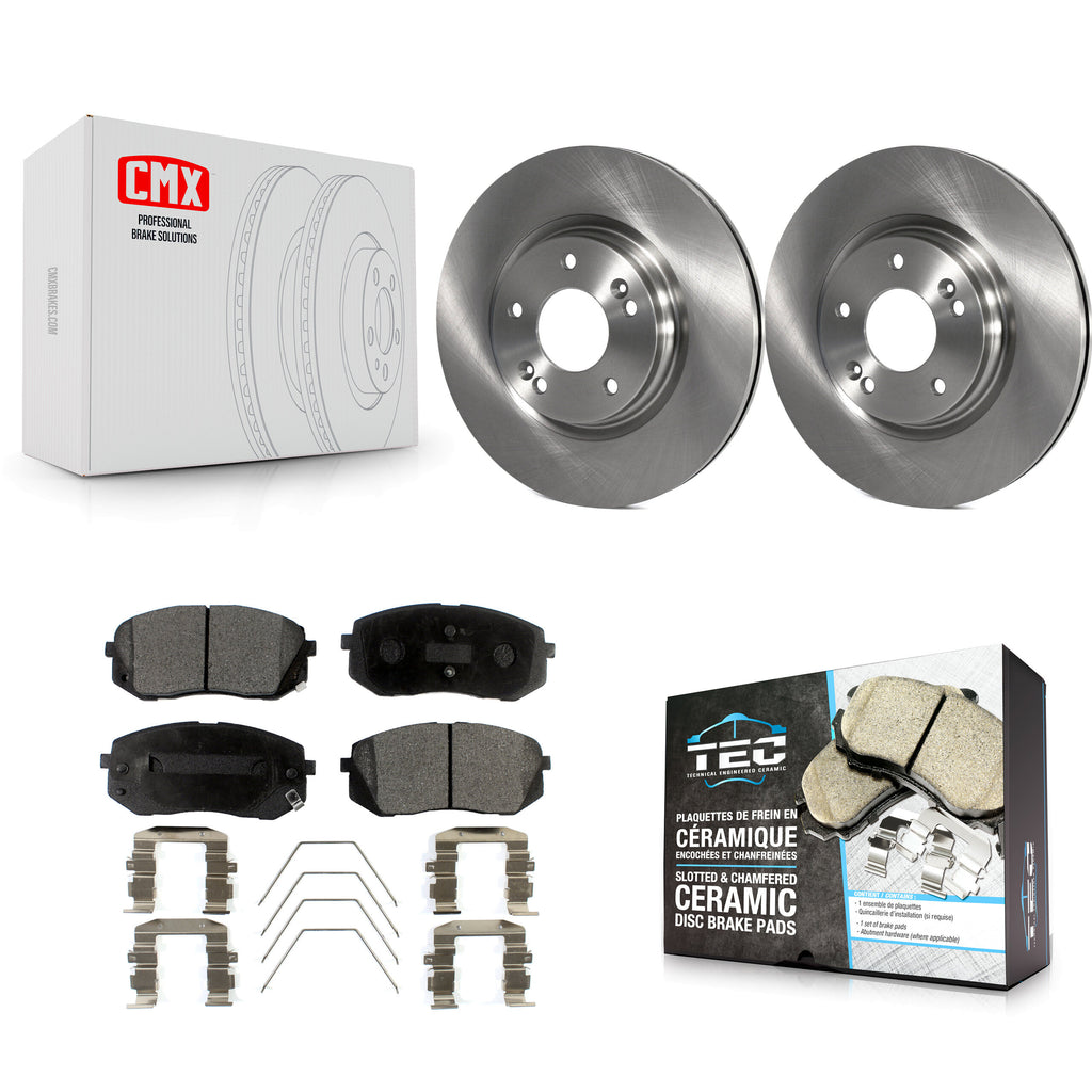 Front Brake Rotors Ceramic Pad Kit For Kia Soul Hyundai Kona Elantra GT Veloster