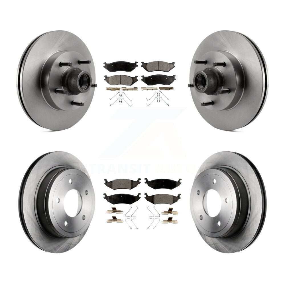 Front Rear Disc Brake Rotors Ceramic Pad Kit For Ford E-150 Club Wagon Econoline