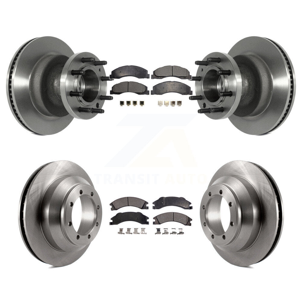 Front Rear Disc Brake Rotors Ceramic Pad Kit For Ford E-350 Super Duty Econoline